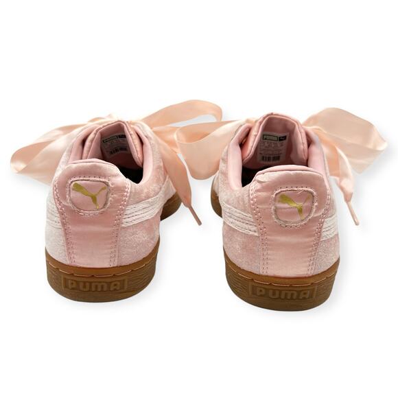 Puma Womens Sneakers Basket Heart in Pink Velvet Suede Gold Accents RRP$119 - Picture 7 of 14